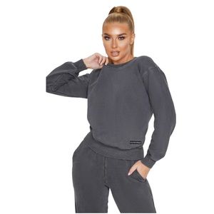 Prettylittlething Charcoal Crewneck